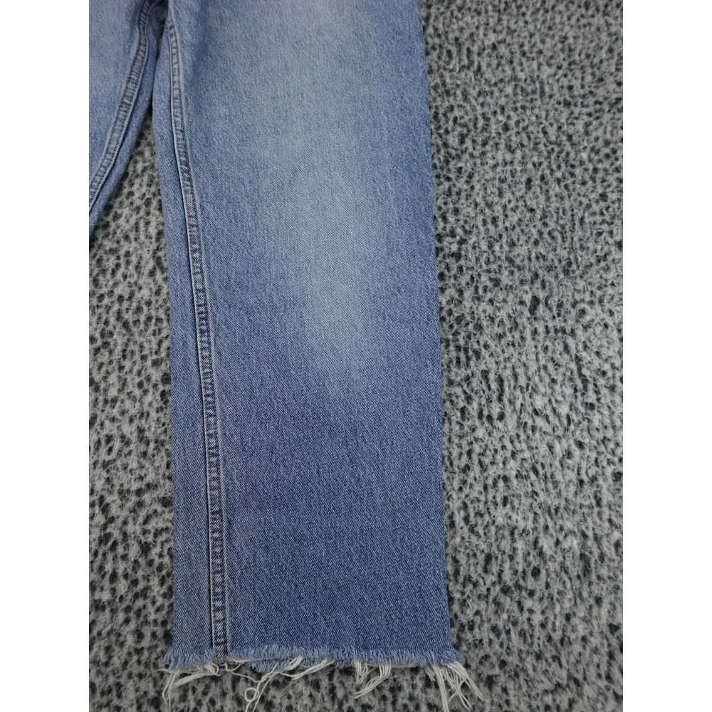 Levis 540 Relaxed‎ Fit Jeans Mens 34x26 Light Blue Raw Hem Cropped Denim